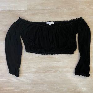 Black Crop Off the Shoulder Top